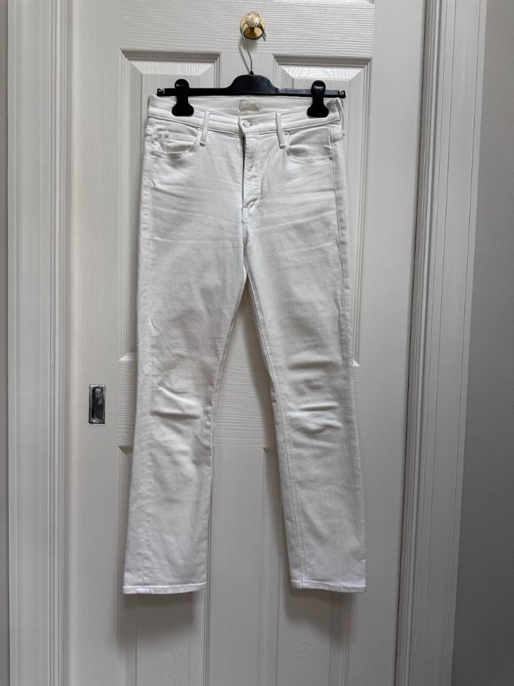 Mother Mid-Rise Dazzler Ankle, white size 27
